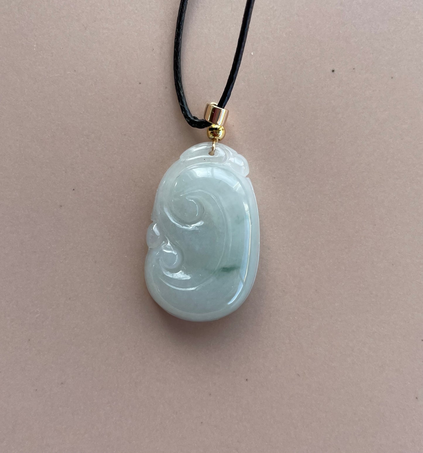 Icy Jadeite Floating Green, 100% Untreated Certified Genuine Type A Burmese Jadeite, Ruyi Jadeite Jade Pendant Necklace, Grade A Jadeite, Burma Jadeite