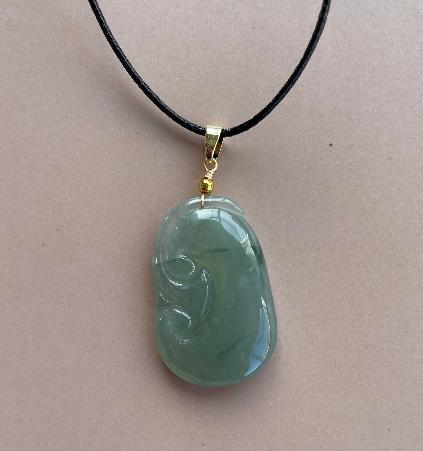 Icy Green Jadeite, 100% Untreated Certified Genuine Type A Burmese Jadeite, Ruyi Jadeite Jade Pendant Necklace, Grade A Jadeite, Burma Jadeite