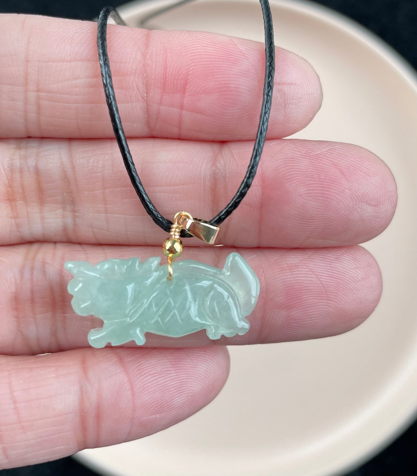 Icy Green Jadeite, 100% Untreated Certified Genuine Type A Burmese Jadeite, Qilin Jadeite Jade Pendant Necklace, Grade A Jadeite, Burma Jadeite