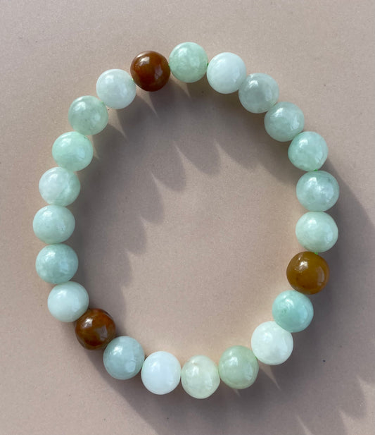 100% Untreated Certified Genuine Type A Burmese Jadeite, Round Jadeite Jade Beads Bracelet, Grade A Jadeite, Burma Jadeite