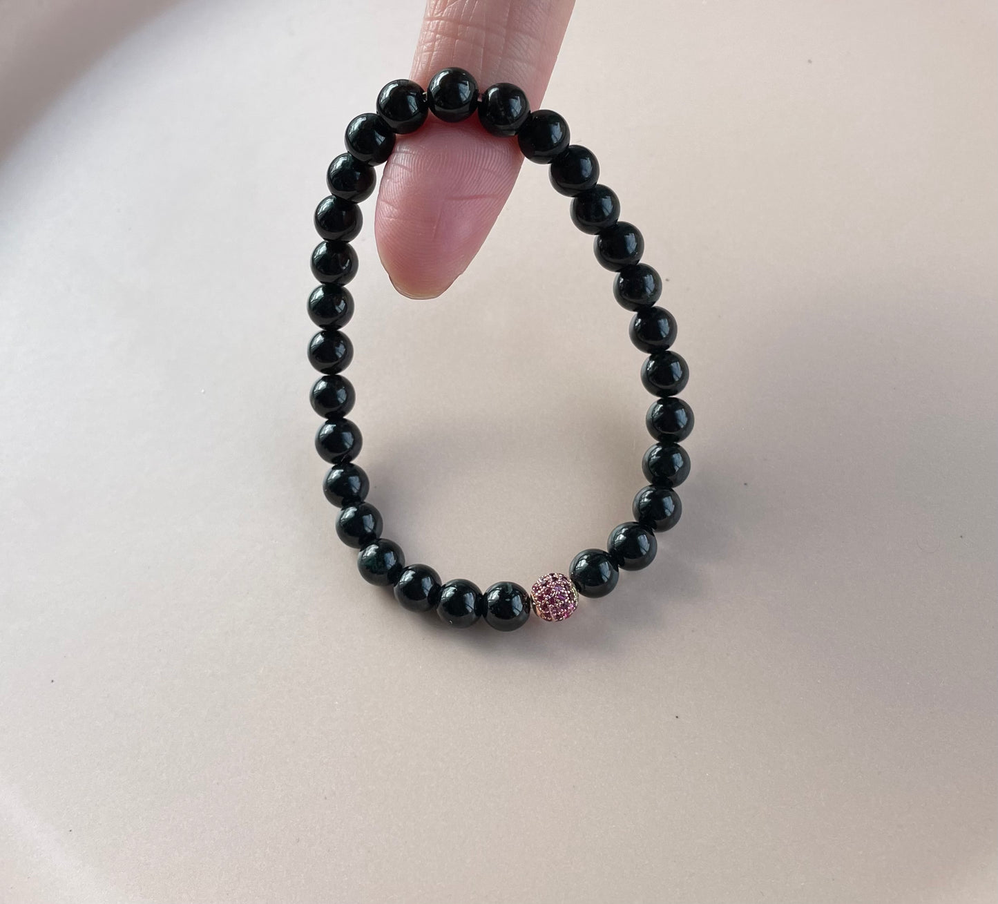 Black Jadeite, 100% Untreated Certified Genuine Type A Burmese Jadeite, Round Jadeite Jade Beads Bracelet, Grade A Jadeite, Burma Jadeite