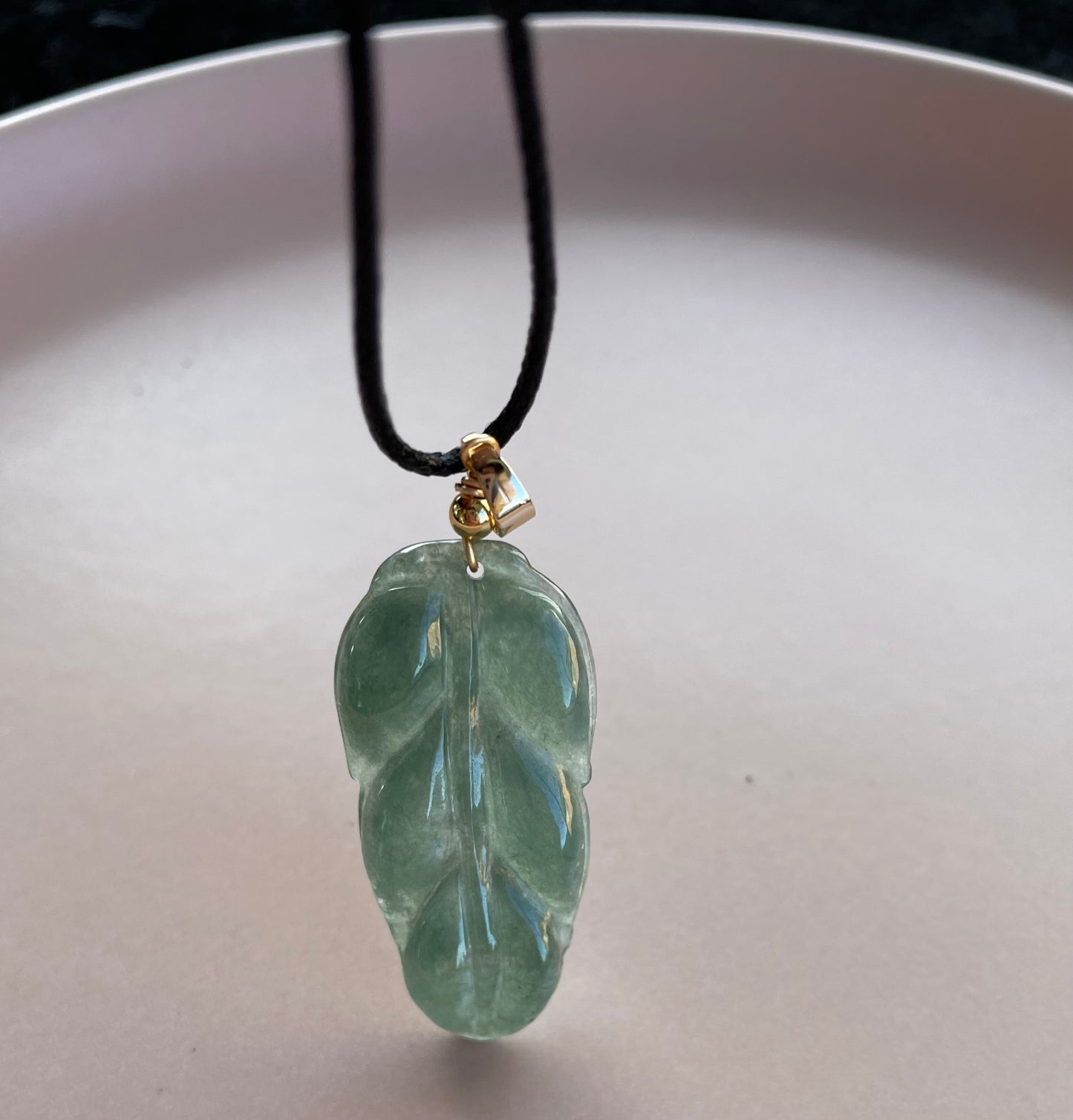 Icy Green Jadeite, 100% Untreated Certified Genuine Type A Burmese Jadeite, Leaf Jadeite Jade Pendant Necklace, Grade A Jadeite, Burma Jadeite