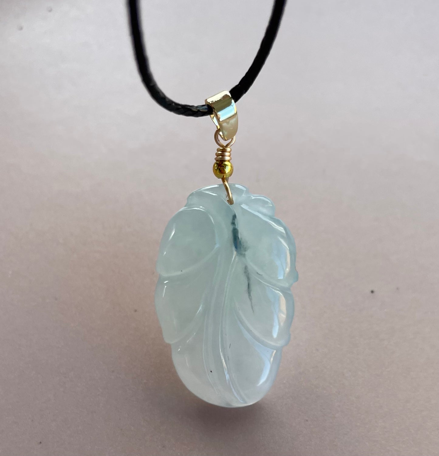 Icy Jadeite Floating Green, 100% Untreated Certified Genuine Type A Burmese Jadeite, Leaf Jadeite Jade Pendant Necklace, Grade A Jadeite, Burma Jadeite