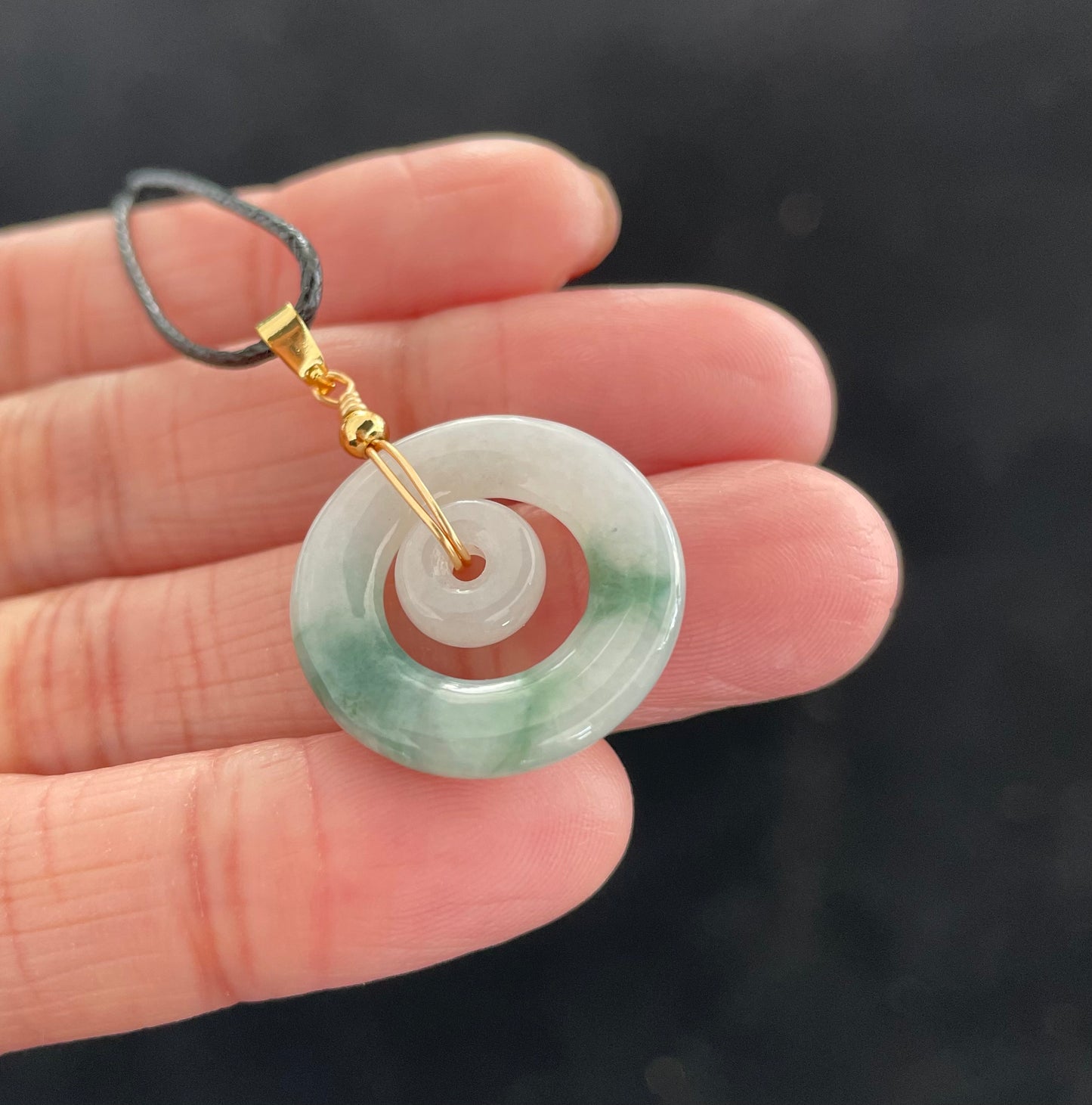 Jadeite Floating Green, 100% Untreated Certified Genuine Type A Burmese Jadeite, Child and Mother Ring Pendant Necklace Jadeite, Grade A Jadeite, Burma Jadeite