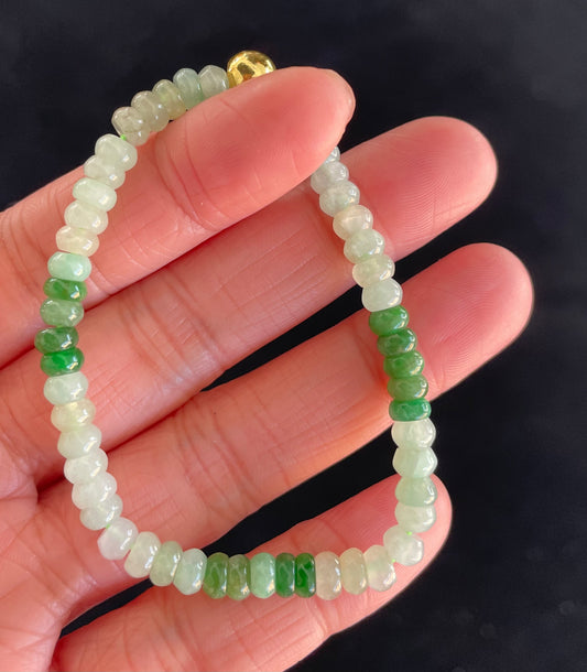 Icy Jadeite, 100% Untreated Certified Genuine Type A Burmese Jadeite, Abacus Jadeite Jade Beads Bracelet, Grade A Jadeite, Burma Jadeite