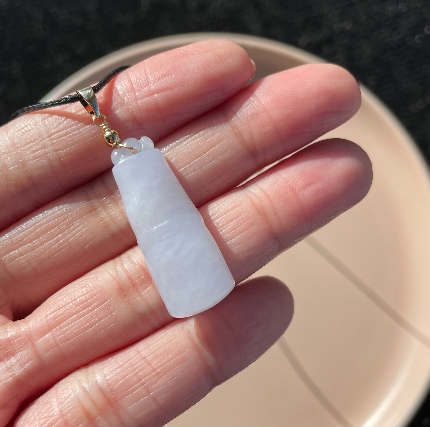 Light Lavender Jadeite, 100% Untreated Certified Genuine Type A Burmese Jadeite, Bamboo Jadeite Jade Pendant Necklace, Grade A Jadeite, Burma Jadeite