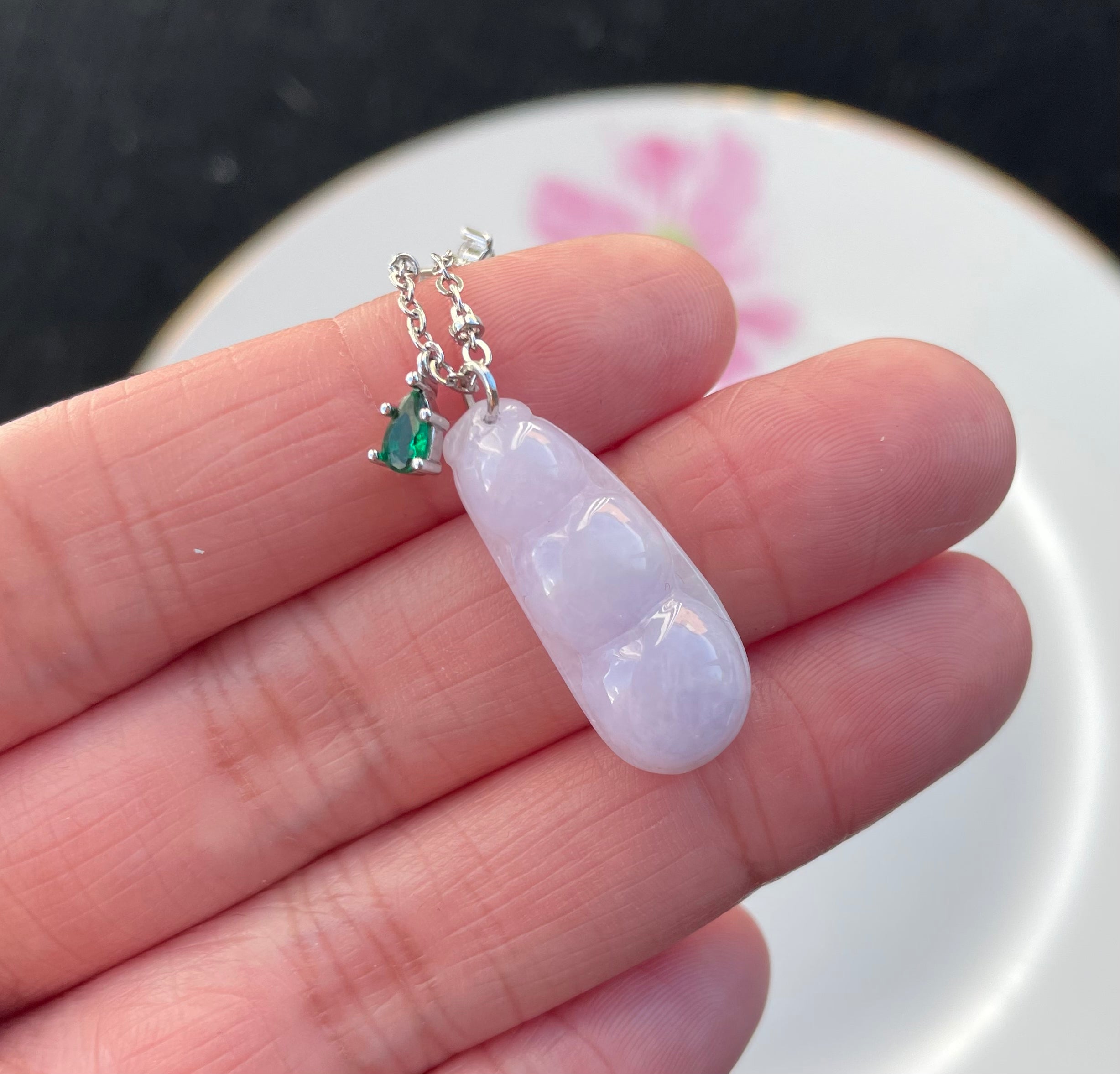 Light purple and silver 2024 jade pendant