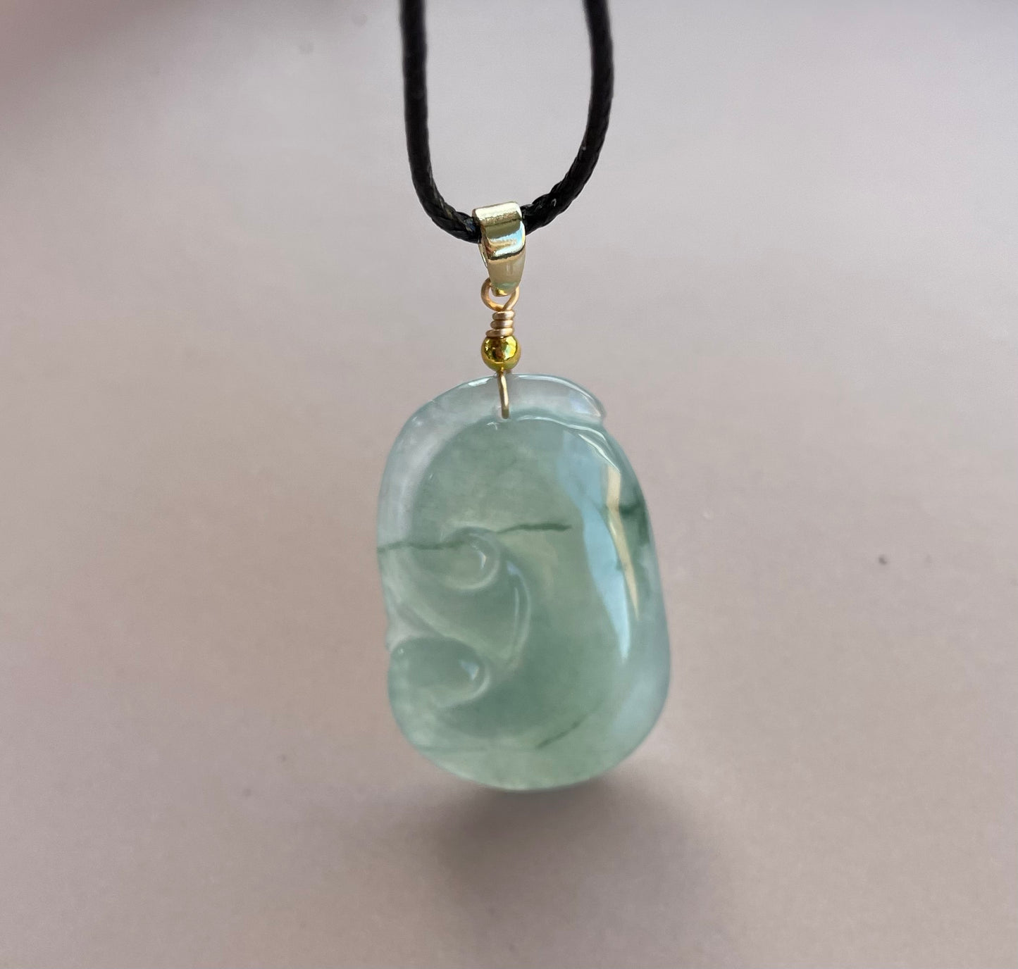 Icy Green Jadeite, 100% Untreated Certified Genuine Type A Burmese Jadeite, Ruyi Jadeite Jade Pendant Necklace, Grade A Jadeite, Burma Jadeite