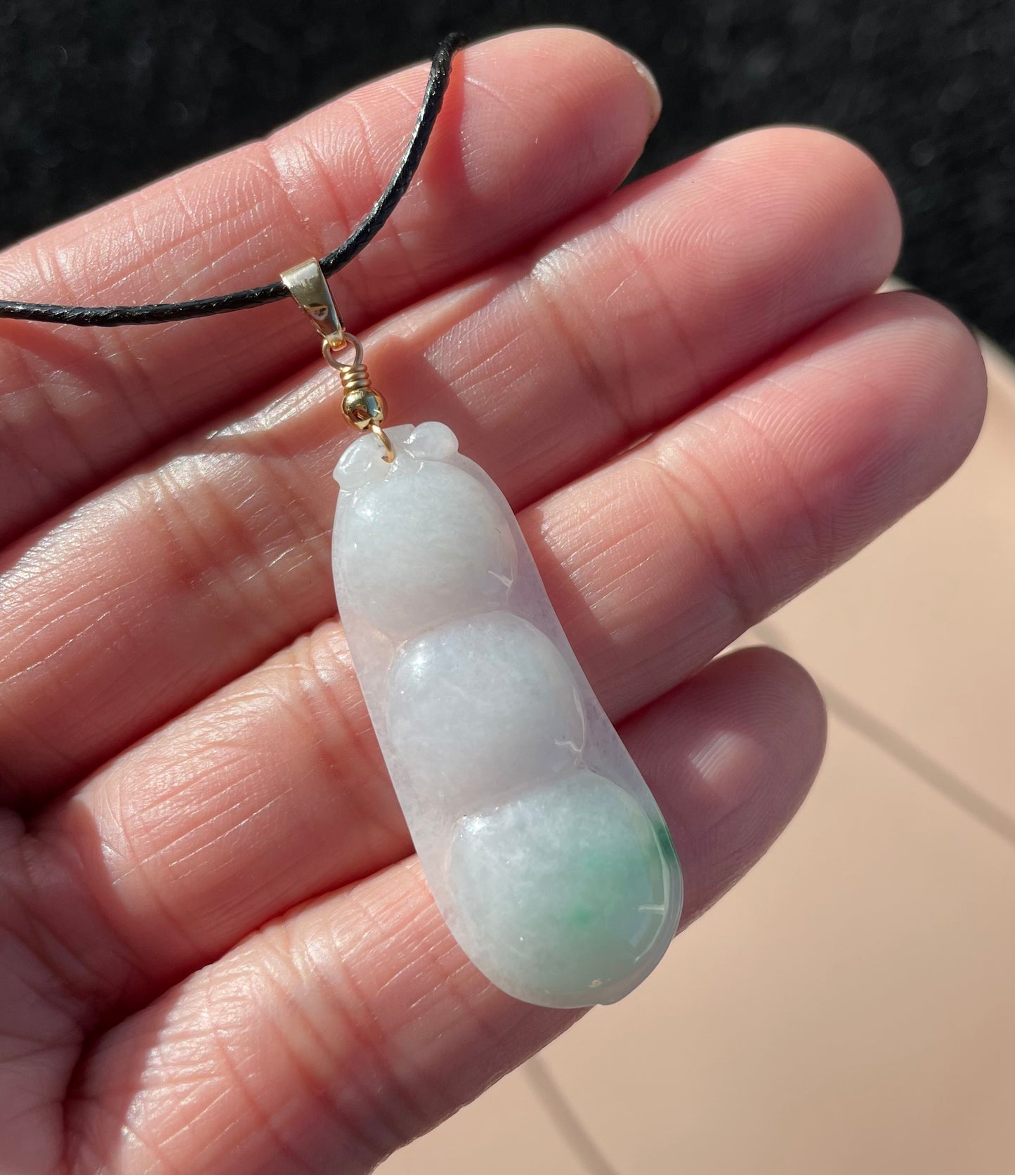 Milky Jadeite Floating Green, 100% Untreated Certified Genuine Type A Burmese Jadeite, Lucky Bean Jadeite Jade Pendant Necklace, Grade A Jadeite, Burma Jadeite