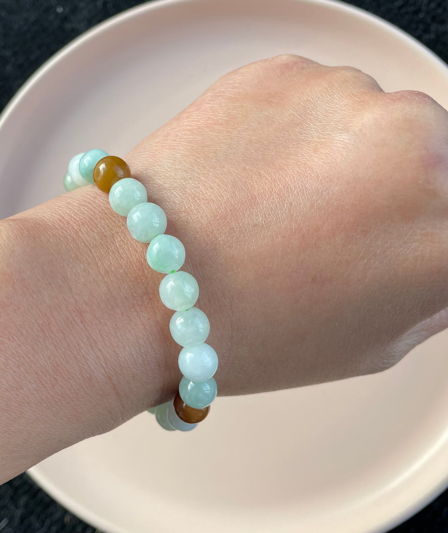 100% Untreated Certified Genuine Type A Burmese Jadeite, Round Jadeite Jade Beads Bracelet, Grade A Jadeite, Burma Jadeite