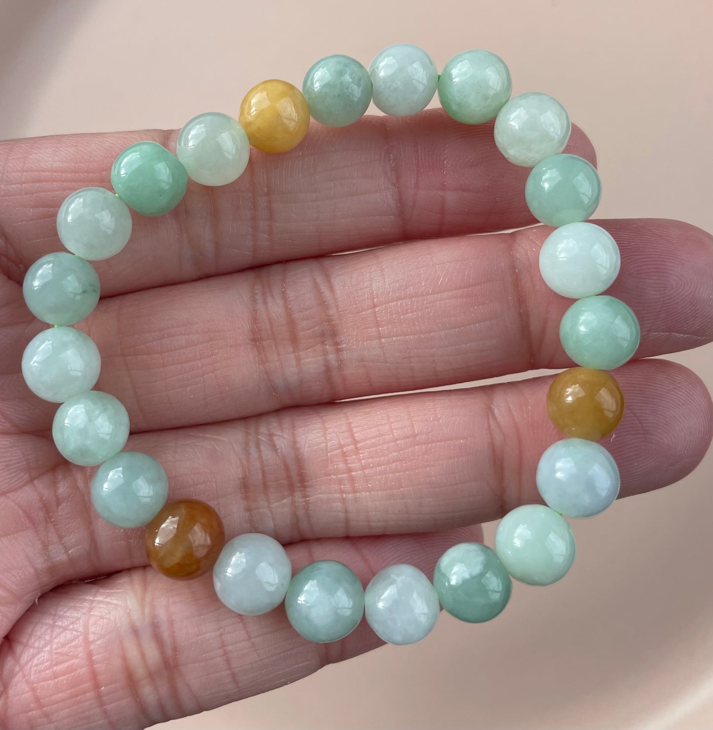 100% Untreated Certified Genuine Type A Burmese Jadeite, Round Jadeite Jade Beads Bracelet, Grade A Jadeite, Burma Jadeite