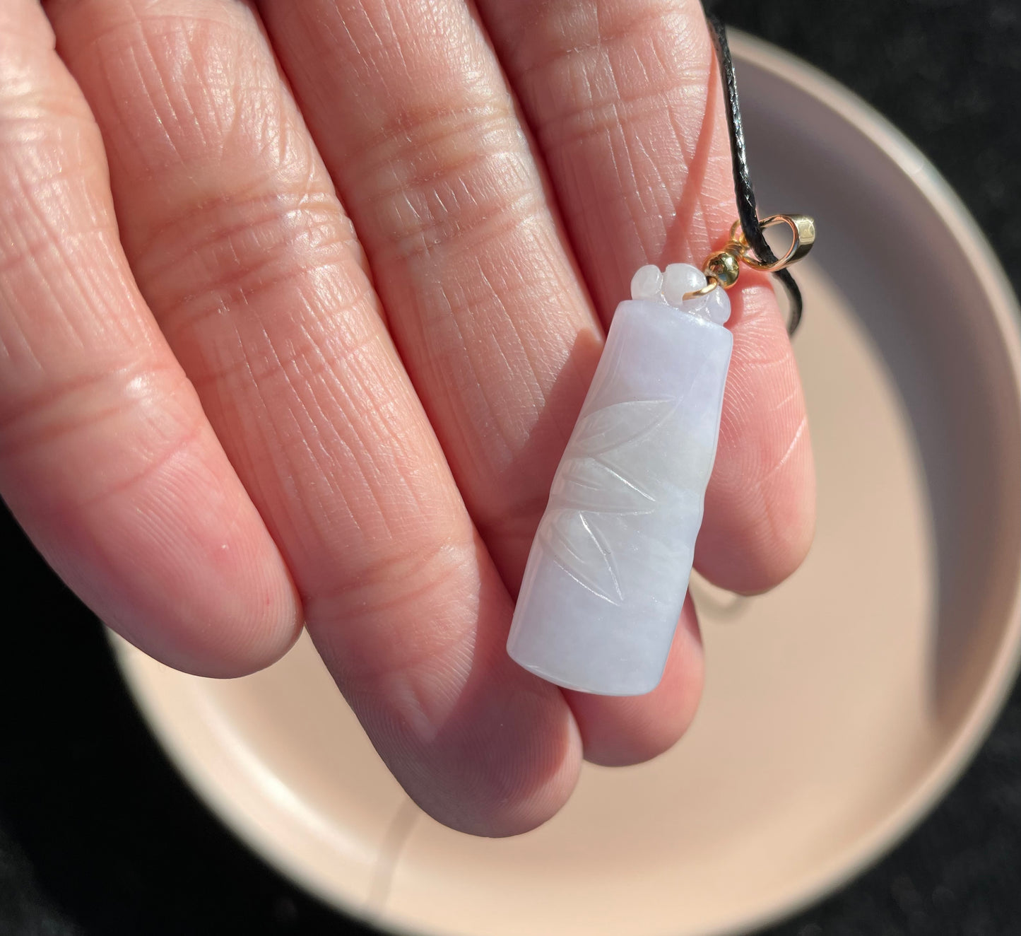 Light Lavender Jadeite, 100% Untreated Certified Genuine Type A Burmese Jadeite, Bamboo Jadeite Jade Pendant Necklace, Grade A Jadeite, Burma Jadeite