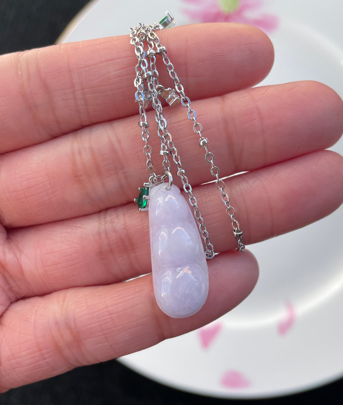 Light Purple Jadeite, 100% Untreated Certified Genuine Type A Burmese Jadeite, Lucky Bean Jadeite Jade Pendant Necklace, Grade A Jadeite, Burma Jadeite