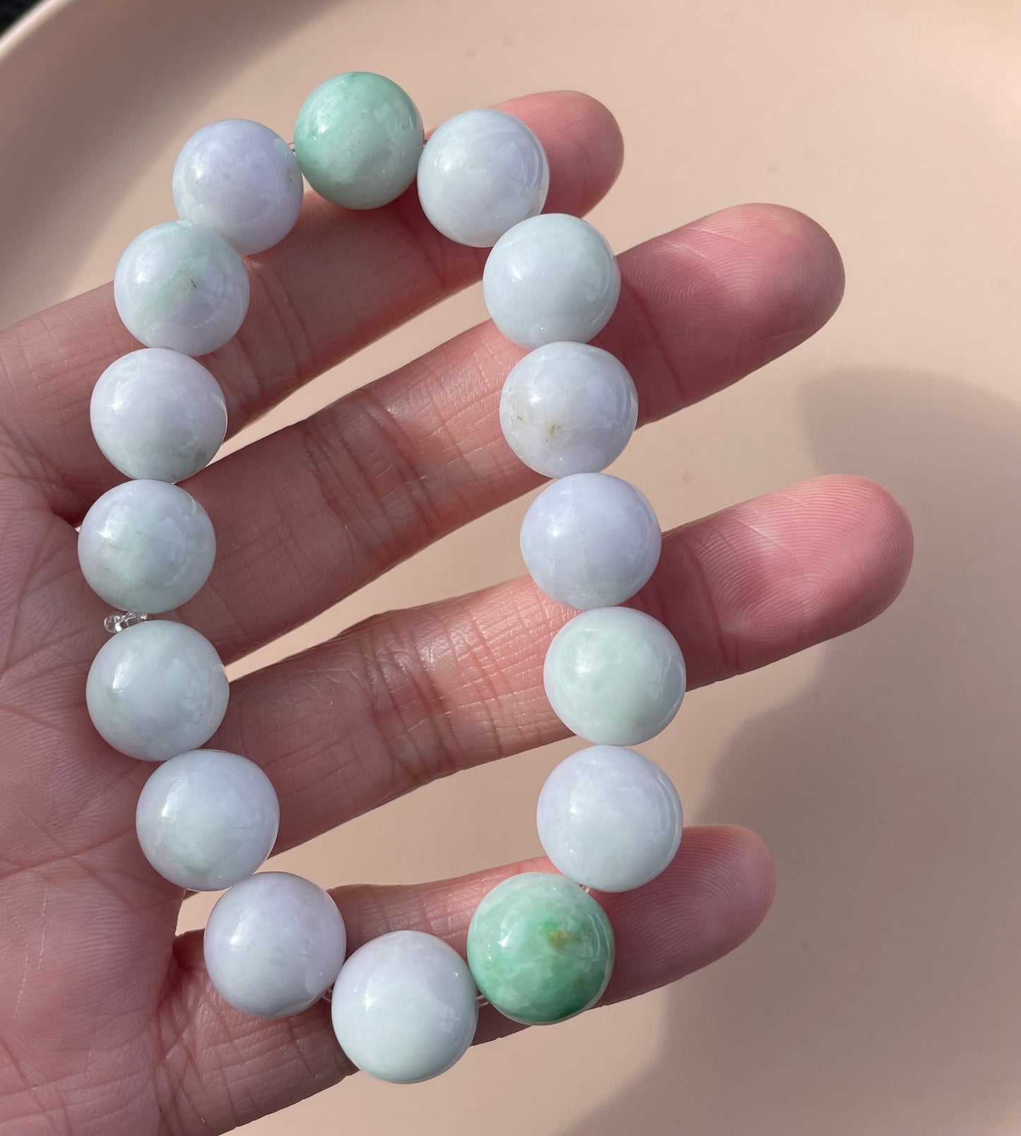 100% Untreated Certified Genuine Type A Burmese Jadeite, Round Jadeite Jade Beads Bracelet, Grade A Jadeite, Burma Jadeite