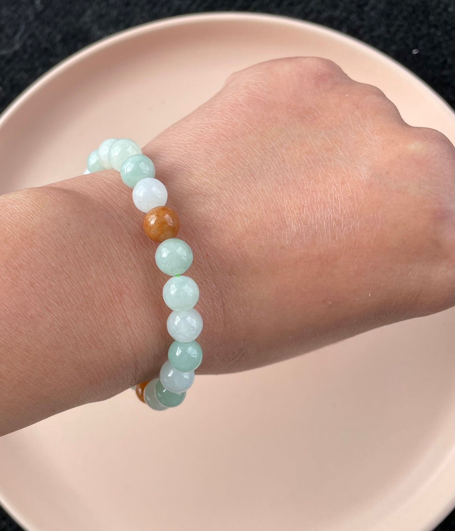 100% Untreated Certified Genuine Type A Burmese Jadeite, Round Jadeite Jade Beads Bracelet, Grade A Jadeite, Burma Jadeite