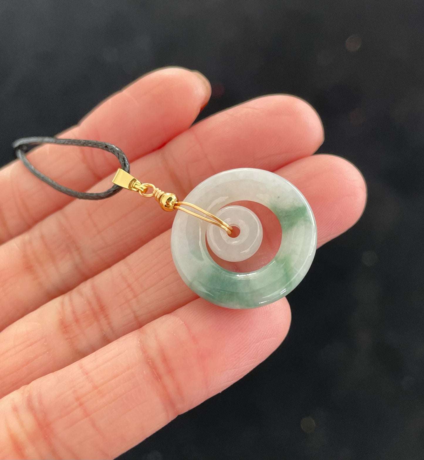 Jadeite Floating Green, 100% Untreated Certified Genuine Type A Burmese Jadeite, Child and Mother Ring Pendant Necklace Jadeite, Grade A Jadeite, Burma Jadeite