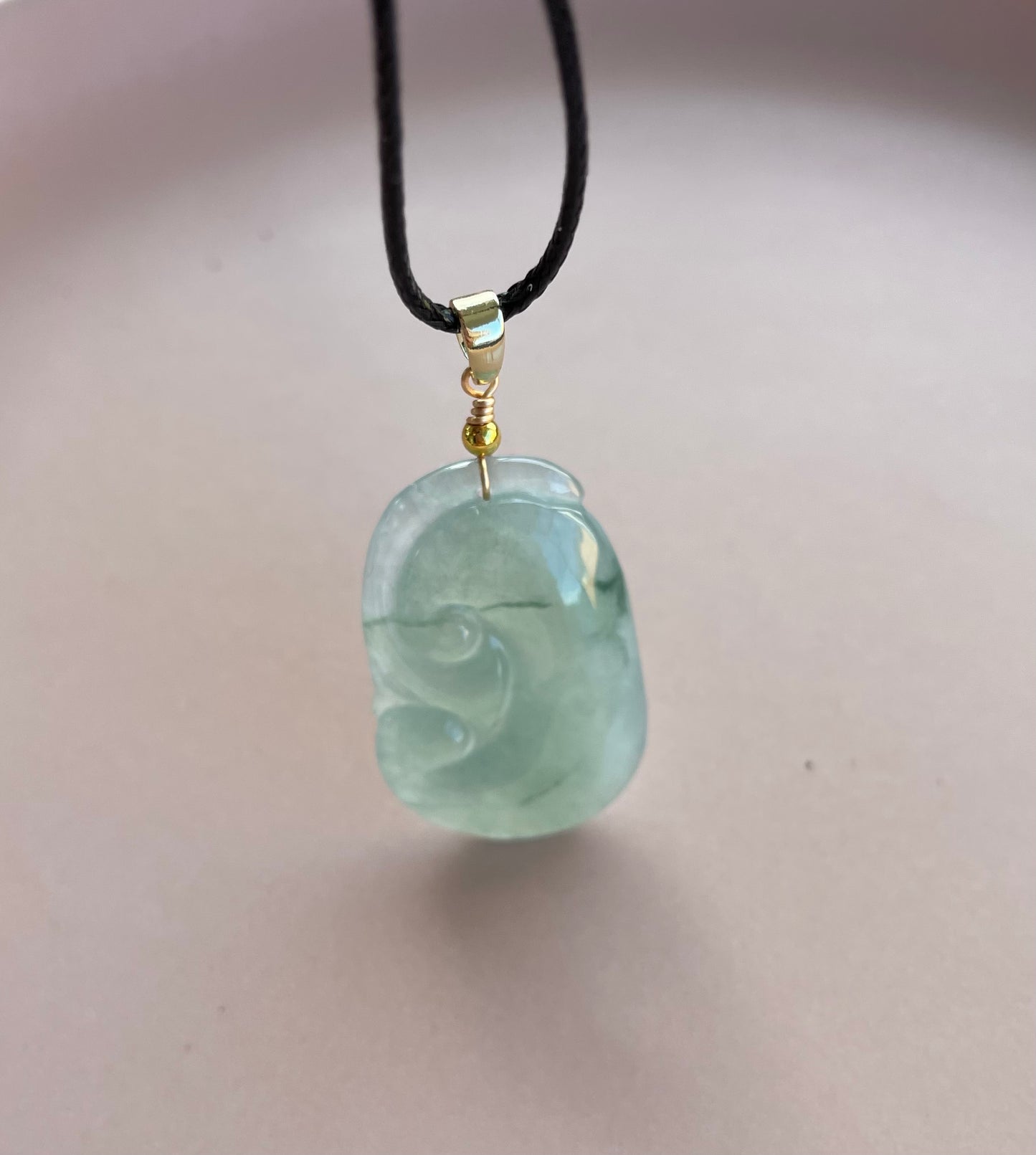 Icy Green Jadeite, 100% Untreated Certified Genuine Type A Burmese Jadeite, Ruyi Jadeite Jade Pendant Necklace, Grade A Jadeite, Burma Jadeite