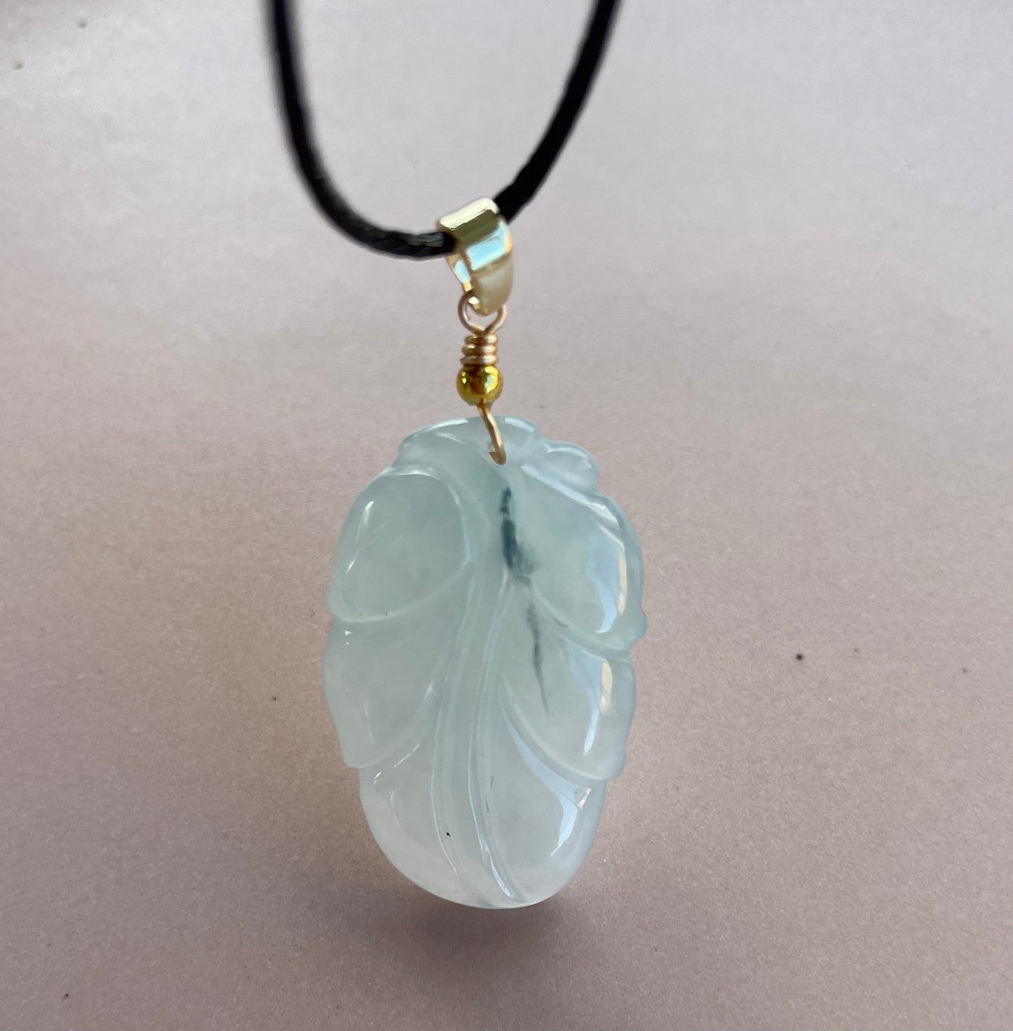 Icy Jadeite Floating Green, 100% Untreated Certified Genuine Type A Burmese Jadeite, Leaf Jadeite Jade Pendant Necklace, Grade A Jadeite, Burma Jadeite