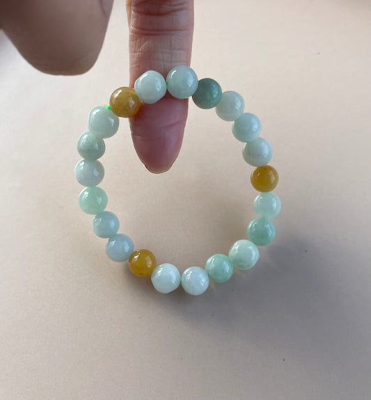 100% Untreated Certified Genuine Type A Burmese Jadeite, Round Jadeite Jade Beads Bracelet, Grade A Jadeite, Burma Jadeite