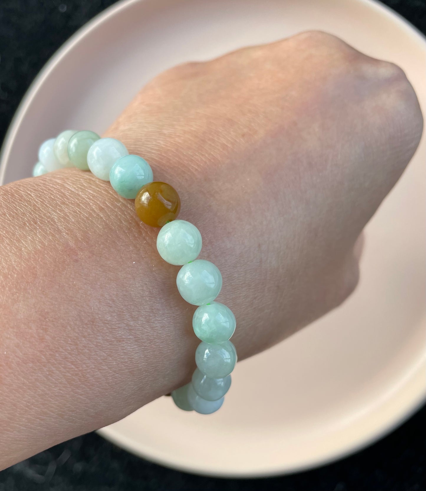 100% Untreated Certified Genuine Type A Burmese Jadeite, Round Jadeite Jade Beads Bracelet, Grade A Jadeite, Burma Jadeite