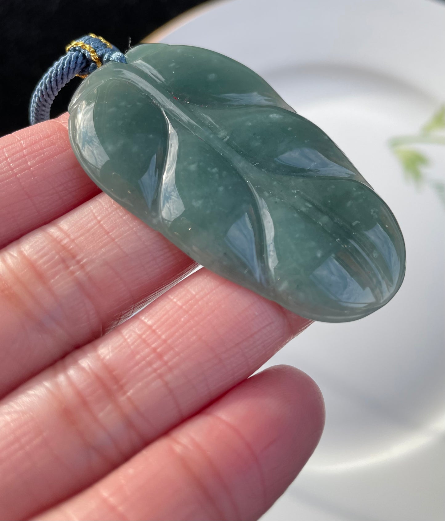 Blue-green Jadeite, 100% Untreated Certified Genuine Type A Guatemala Jadeite, Leaf Jadeite Jade Pendant Necklace, Grade A Jadeite, Guatemala Jadeite