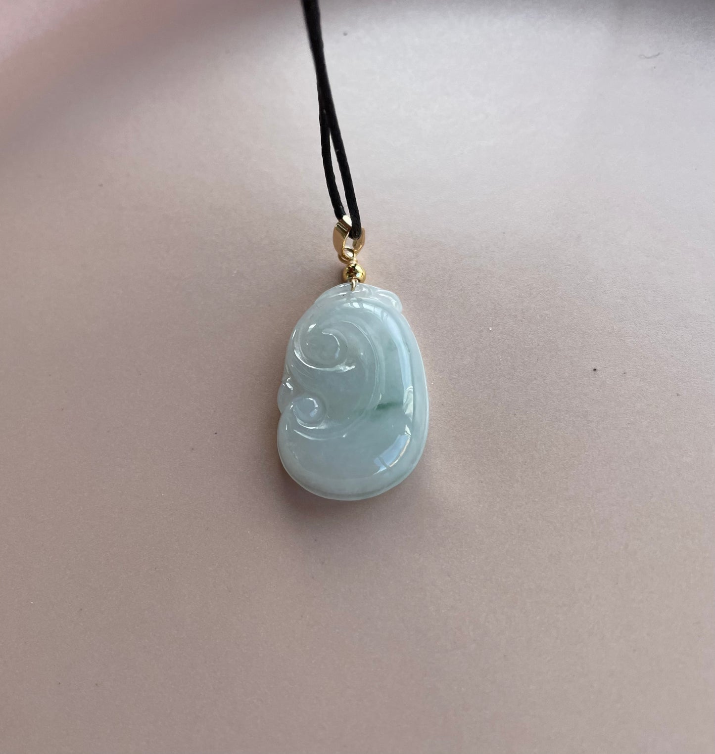 Icy Jadeite Floating Green, 100% Untreated Certified Genuine Type A Burmese Jadeite, Ruyi Jadeite Jade Pendant Necklace, Grade A Jadeite, Burma Jadeite