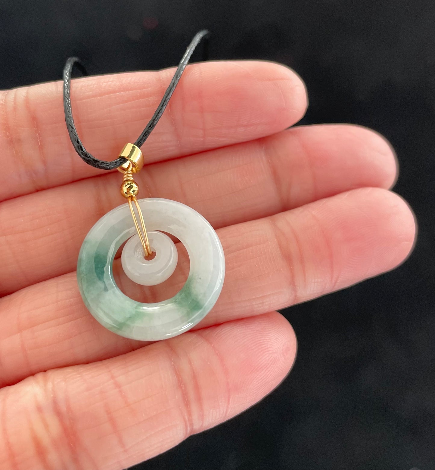 Jadeite Floating Green, 100% Untreated Certified Genuine Type A Burmese Jadeite, Child and Mother Ring Pendant Necklace Jadeite, Grade A Jadeite, Burma Jadeite