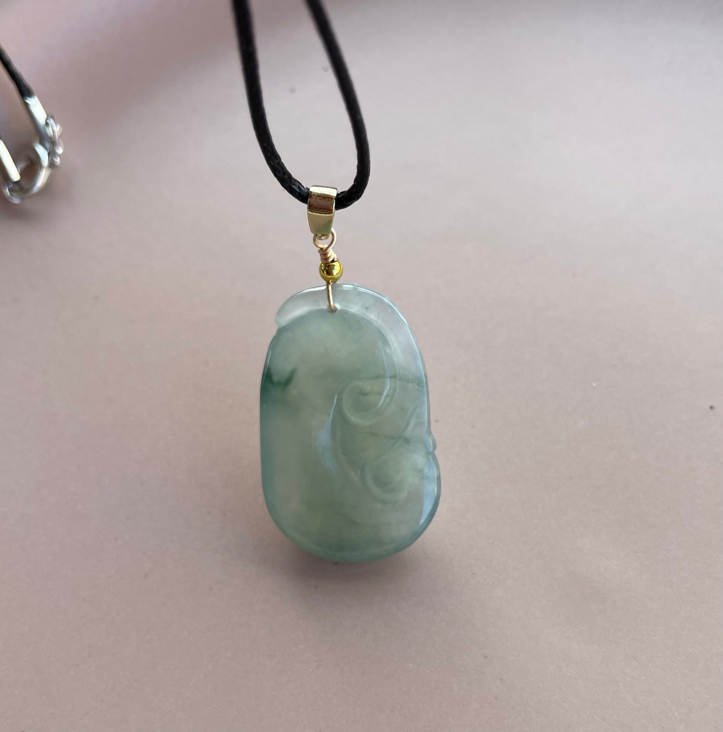 Icy Green Jadeite, 100% Untreated Certified Genuine Type A Burmese Jadeite, Ruyi Jadeite Jade Pendant Necklace, Grade A Jadeite, Burma Jadeite