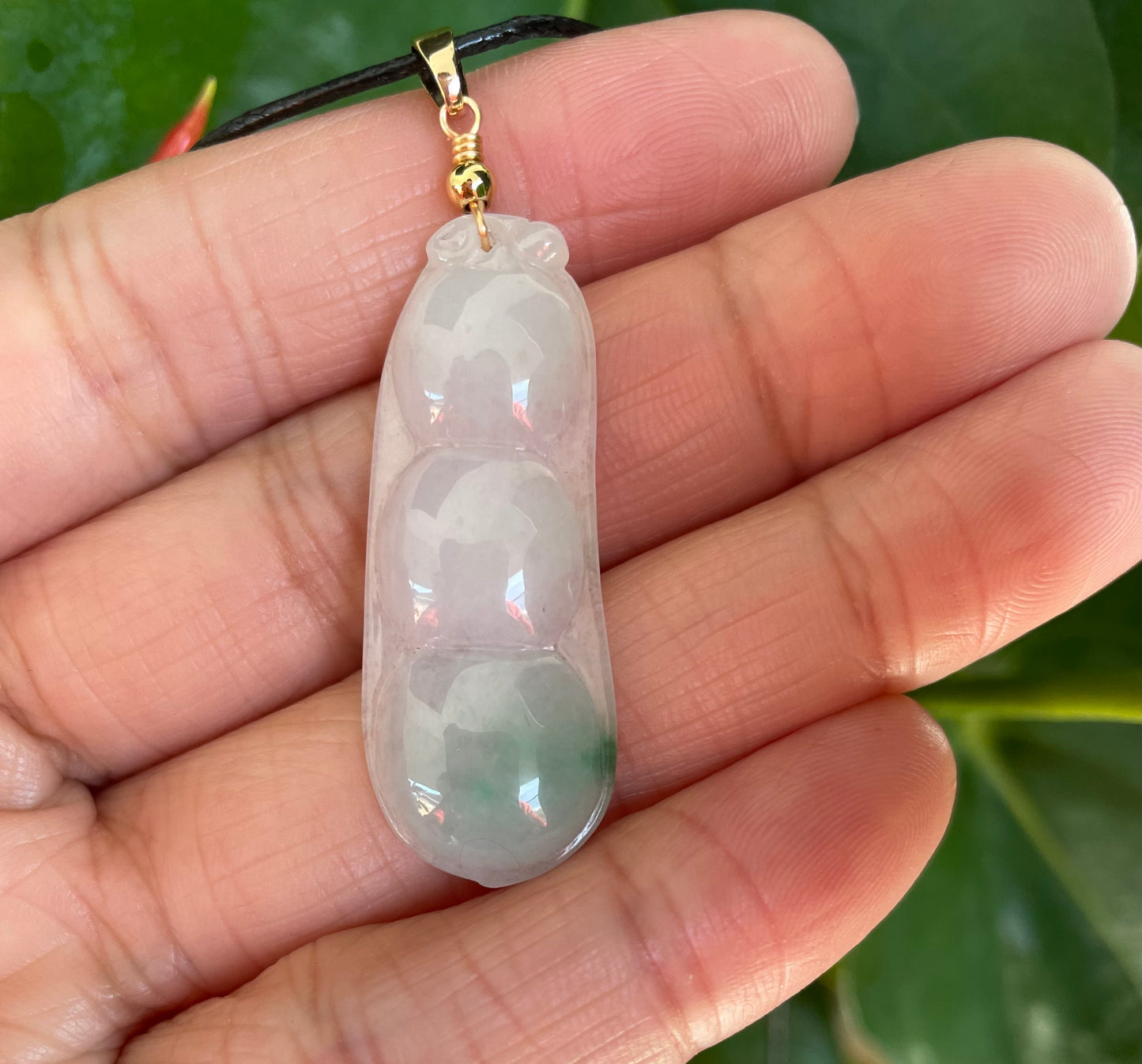 Milky Jadeite Floating Green, 100% Untreated Certified Genuine Type A Burmese Jadeite, Lucky Bean Jadeite Jade Pendant Necklace, Grade A Jadeite, Burma Jadeite