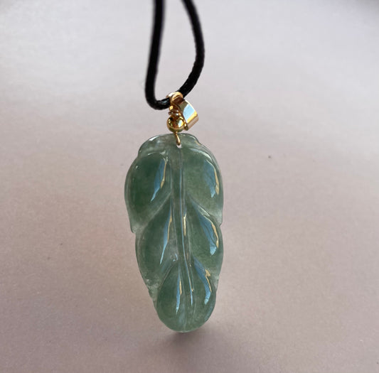 Icy Green Jadeite, 100% Untreated Certified Genuine Type A Burmese Jadeite, Leaf Jadeite Jade Pendant Necklace, Grade A Jadeite, Burma Jadeite