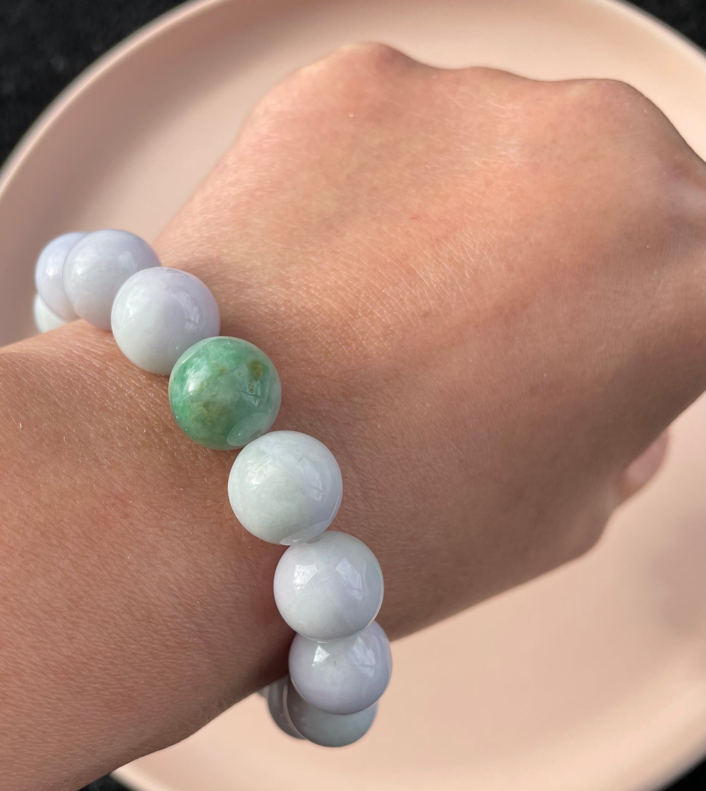 100% Untreated Certified Genuine Type A Burmese Jadeite, Round Jadeite Jade Beads Bracelet, Grade A Jadeite, Burma Jadeite