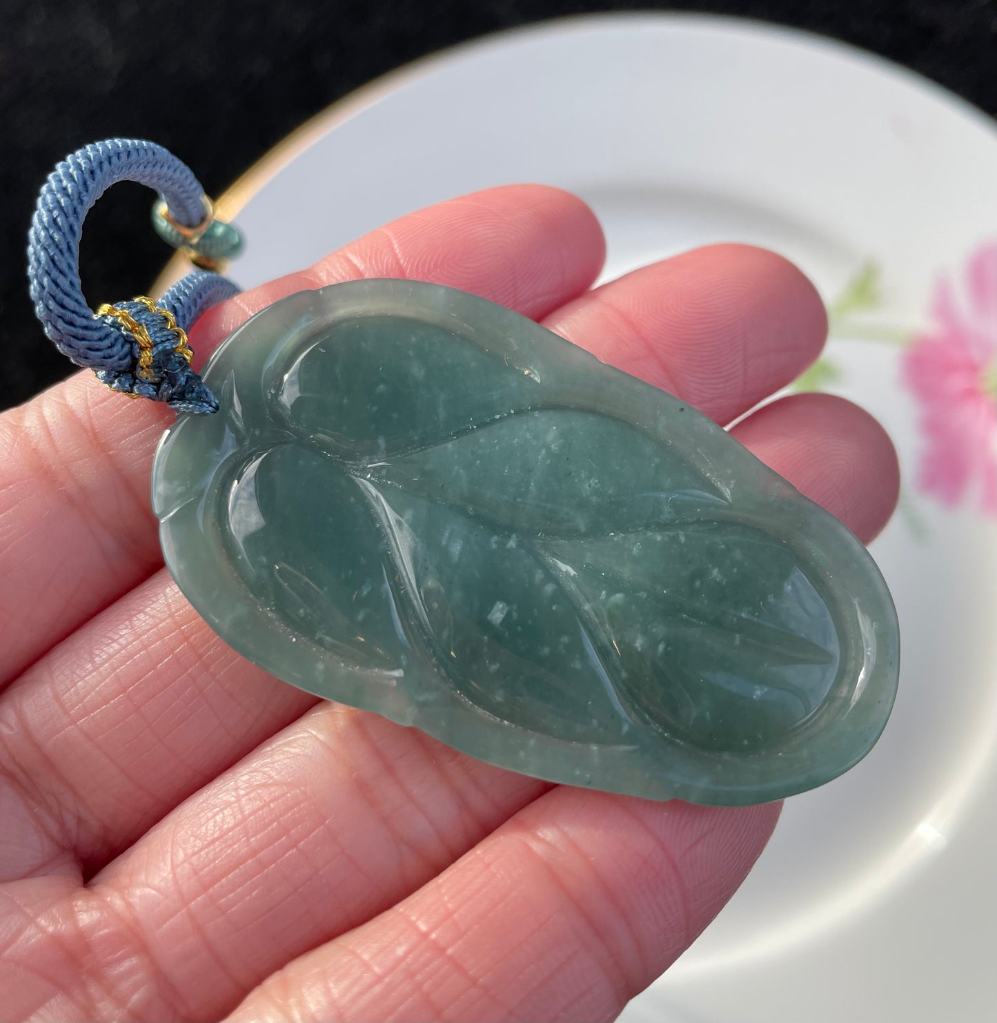 Blue-green Jadeite, 100% Untreated Certified Genuine Type A Guatemala Jadeite, Leaf Jadeite Jade Pendant Necklace, Grade A Jadeite, Guatemala Jadeite