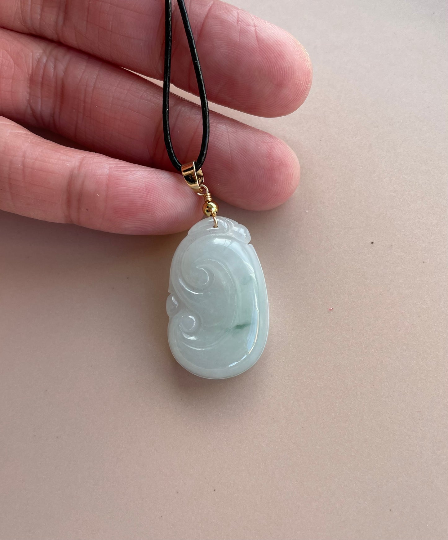 Icy Jadeite Floating Green, 100% Untreated Certified Genuine Type A Burmese Jadeite, Ruyi Jadeite Jade Pendant Necklace, Grade A Jadeite, Burma Jadeite