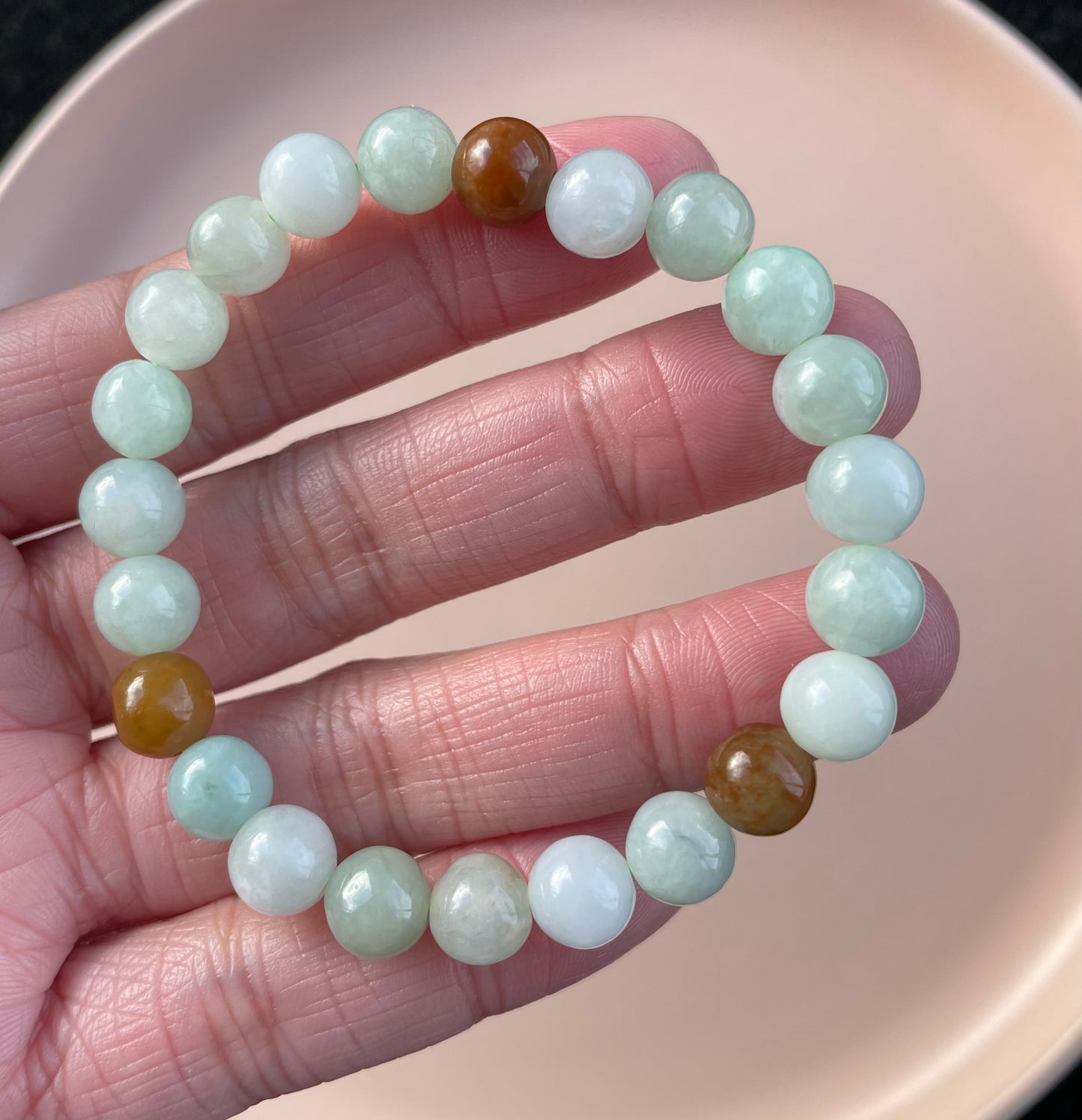 100% Untreated Certified Genuine Type A Burmese Jadeite, Round Jadeite Jade Beads Bracelet, Grade A Jadeite, Burma Jadeite